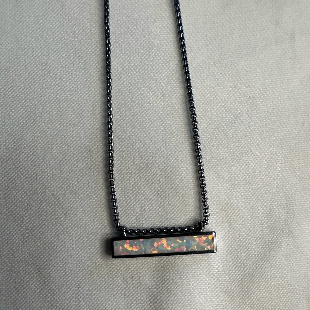 Kendra Scott Leanor Gunmetal Adjustable necklace with 
Iridescent Drusy
